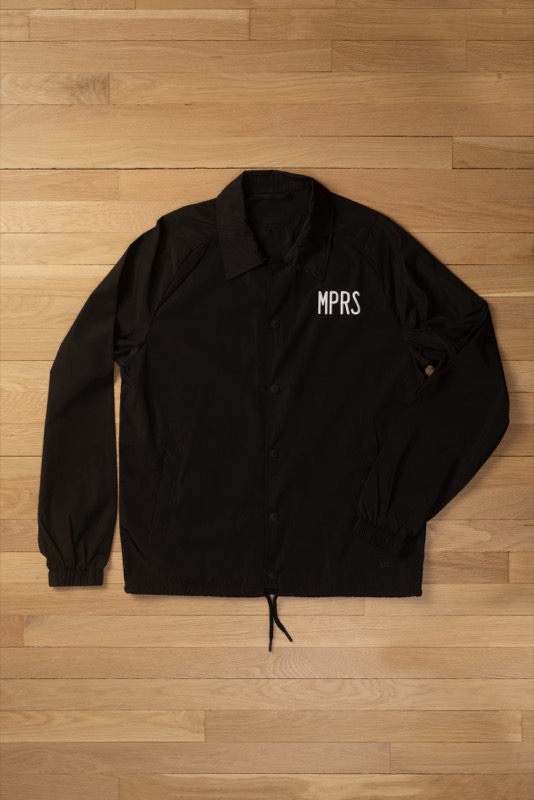 mprs Coach’s jacket, white on black colorway